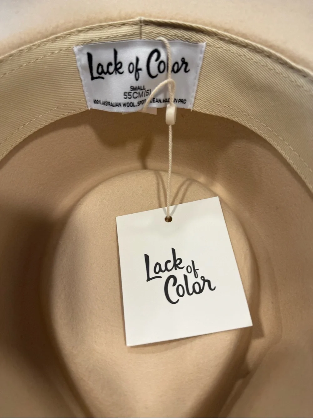 Lack Of Color Cream Felt Rancher Hat with Taupe Ribbon